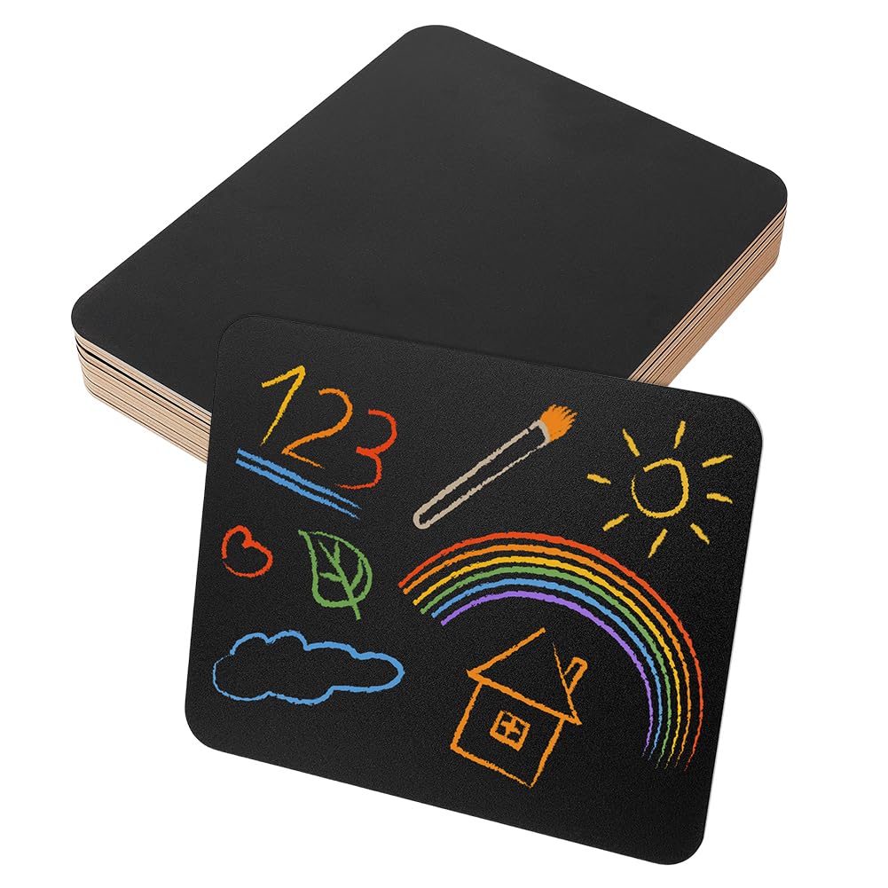 UNICRAFTALE - Lote de 15 minipizarras rectangulares sin marco de madera, reversibles, 30 x 24 cm, MDF negro, pequeño letrero de pizarra para menú de restaurante, notas de oficina