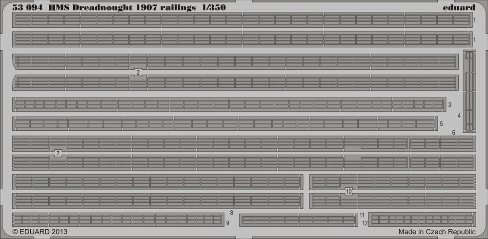 EDU53094 1:350 Eduard PE - HMS Dreadnought 1907 Railings Set (for the Trumpeter model kit) MODEL KIT ACCESSORY