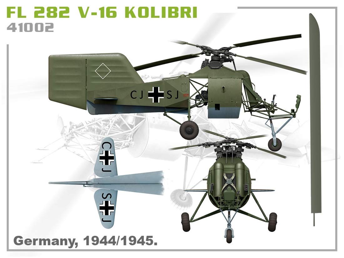 MiniArt 41002 1:35 FL 282 V-16 Hélicoptère Kolibri - Reproduction fidèle, modélisme, kit Plastique, Bricolage, Loisirs créatifs, Collage, kit modèle, à Assembler, Non Peint
