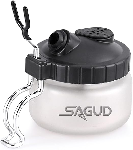 SAGUD Airbrush Cleaning Pot Strong Glass Jar Bottles Kit with Airbrush Holder Station