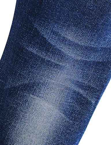 Kidscool Space Kids Calça jeans com cintura elástica com letras pintadas a óleo e furos rasgados, Az