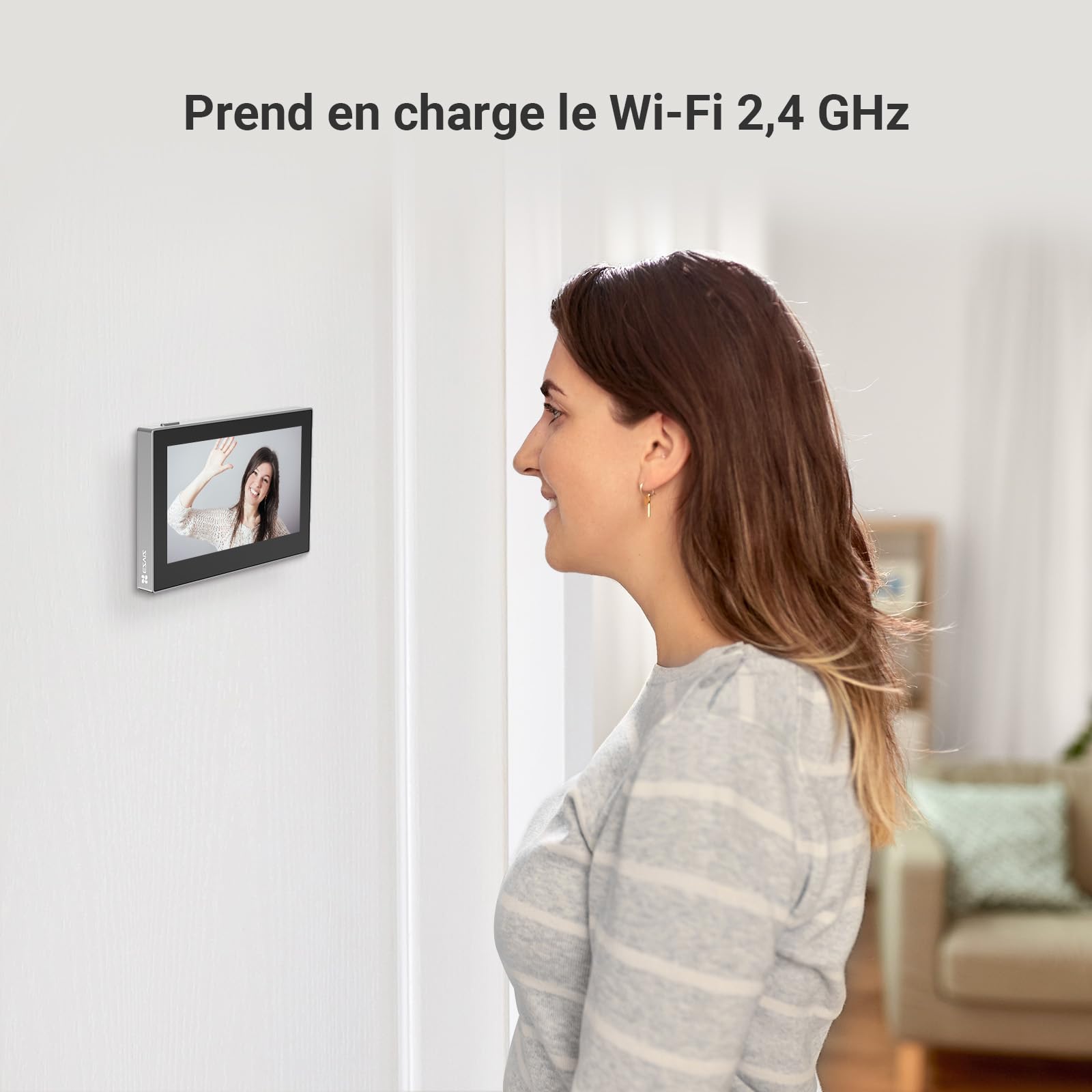 EZVIZ CP2 Visiophone sans Fil 2MP Ecran Couleur 4,3 Pouces Batterie 2200 mAh Angle 146° Wi-Fi 2.4GHz Argent