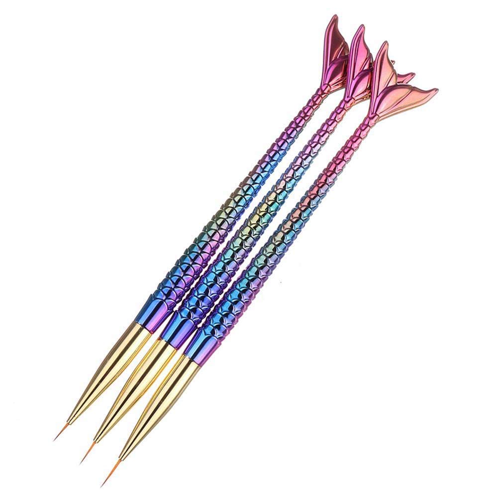 Gleevia 3pcs Fish Tail Nail Art Liner Brushes, Multicolor Plastic Heads, Plastic Handles, Ideal for Fine Nail Art Work, Suitable for Professional or Home DIY-image-45