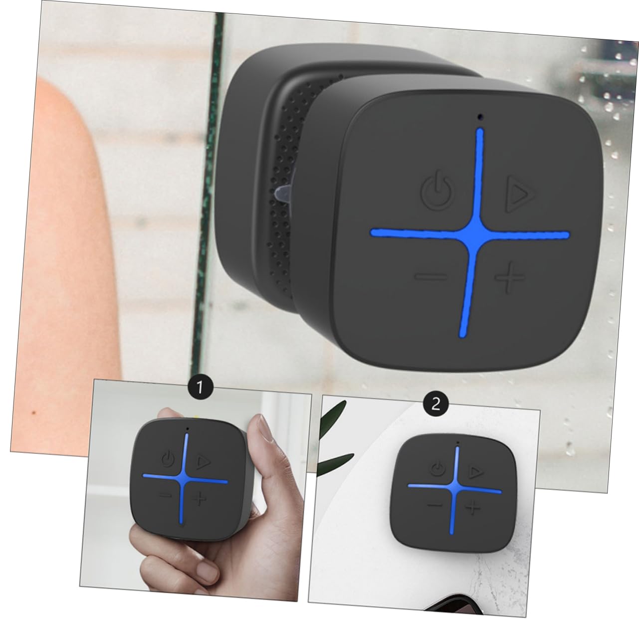 Veemoon Kabelloser Lautsprecher Kleiner Soundbox mit Saugnapf Design 5w aus Kunststoff Tragbarer Funklautsprecher für Badezimmer und Dusche