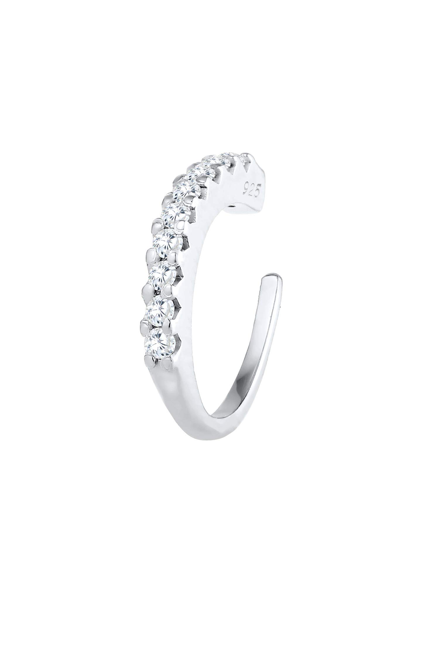 Elli Women's Single Ear Cuff Earrings with Zirconia Crystals in 925 Sterling Silver, one size, Crystal, Cubic Zirconia