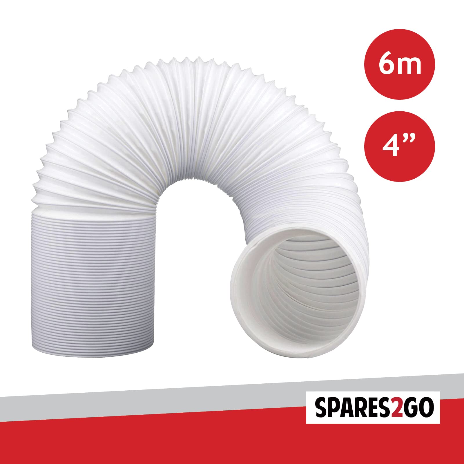 Spares2go extra langer, universeller Abluftschlauch für alle Wäschetrocknermodelle, 6 m lang Durchmesser