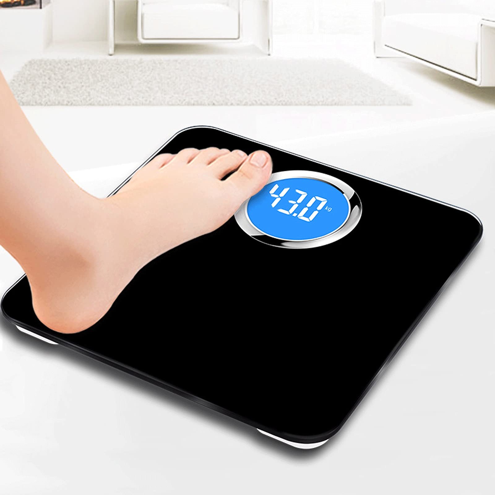 JINGYAN Básculas de Baño Digitales Escala de Peso, Escala de Cuerpo Humano, Pantalla Redonda Visión Nocturna Escala Electrónica, Báscula Electrónica para el Hogar