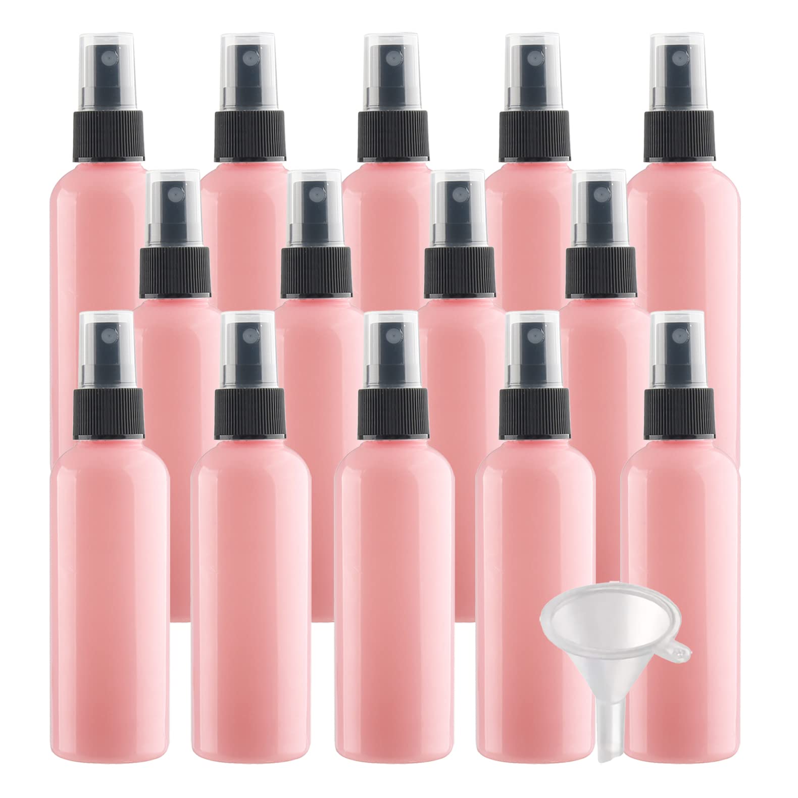 100 Stück Leer 100ml Rosa Plastik PET Sprühflasche Reise Zerstäuber mit Schwarz Sprühkopf, Klein Feinen Nebel Parfümzerstäuber Reiseflaschen mit 4X Trichter