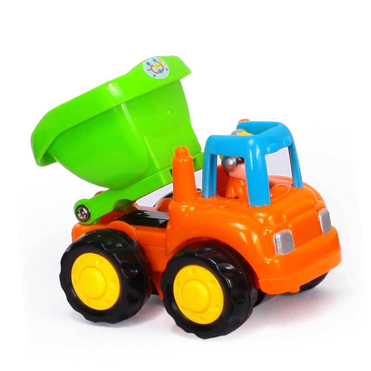 Camion Giocattolo per Bambini Veicolo Ingegneristico Verde in Abs Meccanismo a Strappo senza Batterie, Giocattolo Educativo per Apprendimento Precoce e Divertimento Sicuro
