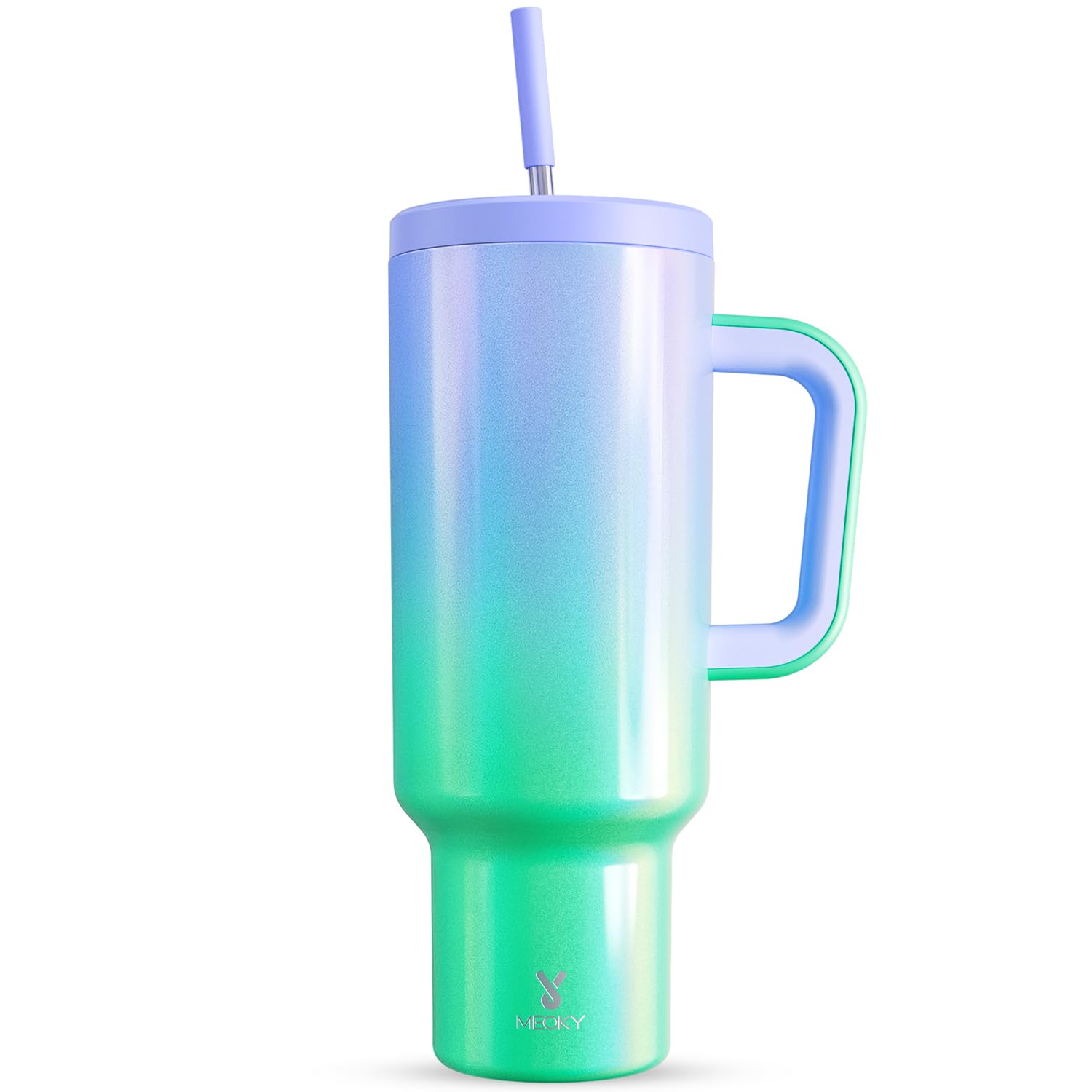 Meoky 50 oz Tumbler with Handle, Tumbler with Lid and Straw, Insulated Stainless Steel Travel Mug, 100% Leak-proof, Keeps Cold for 36 Hours or Hot for 12 Hours (Fairyland)