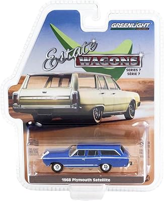1968 Plymouth Satellite GTX Tribute Blue with White and Silver Stripes Estate Wagons Series 7 1/64 Diecast Model Car by Greenlight 36040 B