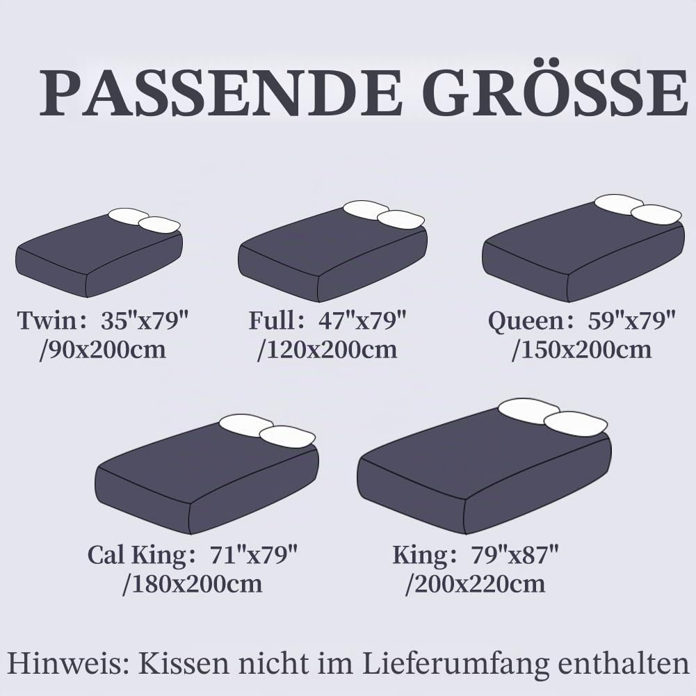 DUJUIKE Matratzenschoner Wasserdicht, Spannbettlaken Wasserdicht, Atmungsaktiv Matratzenbezug, Feuchtigkeitsdichtes Spannbettlaken für Matratzen mit Einer Höhe von 20-40 cm (Navy blau, 90 x 200 cm)