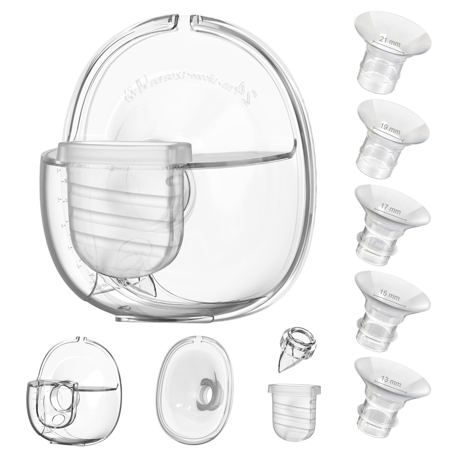 Wearable Breast Pump Parts Flange 24mm, Duckbill Valve, Silicone Diaphragm, Milk Collector Cup Compatible with Lansinoh Discreet Duo Nuliie S32 Breast