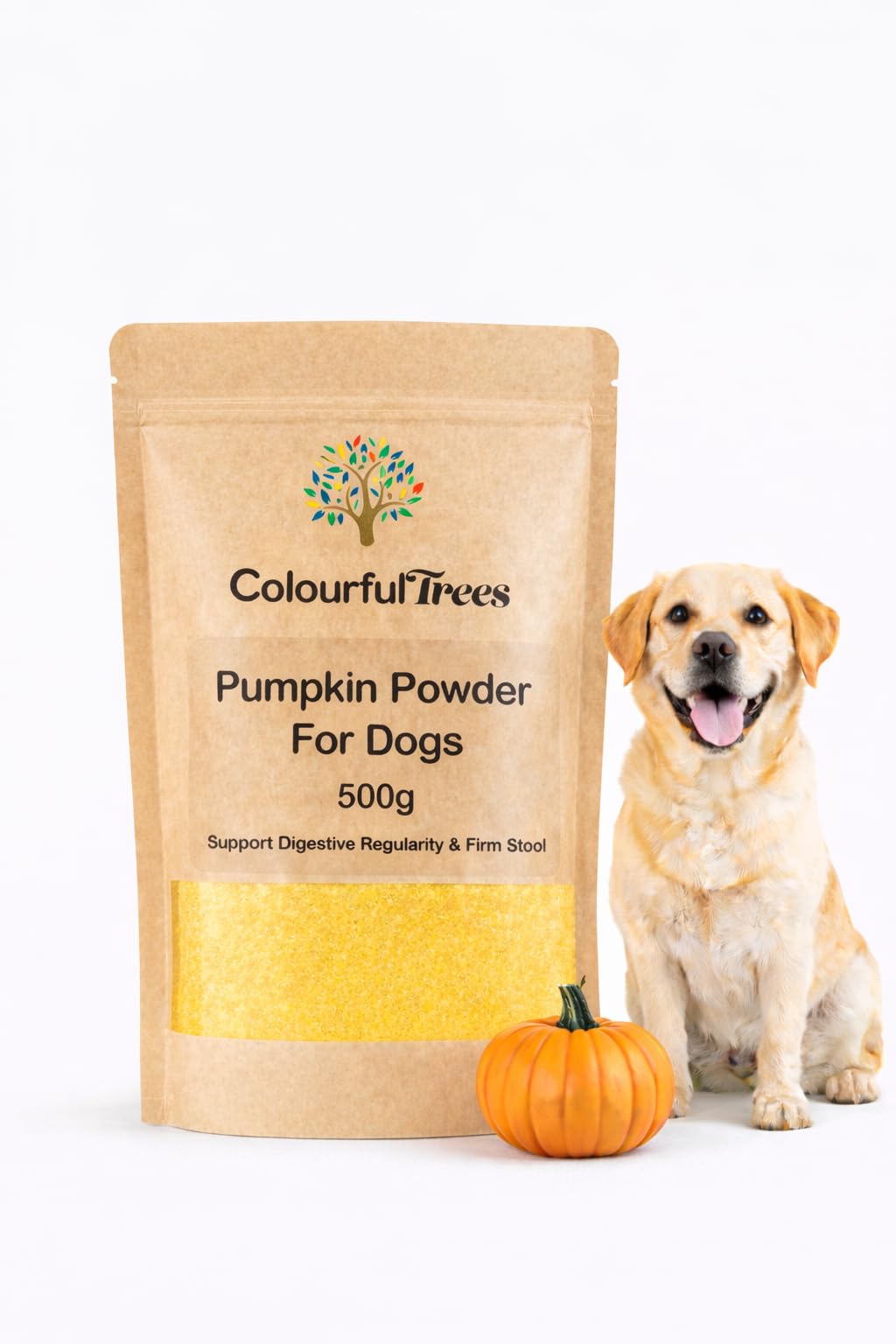 Pumpkin Powder for Dogs 500g – 100% Pure, Natural & Nutrient-Rich Pumpkin Supplement, High in Fibre & Prebiotics – Colourful Trees