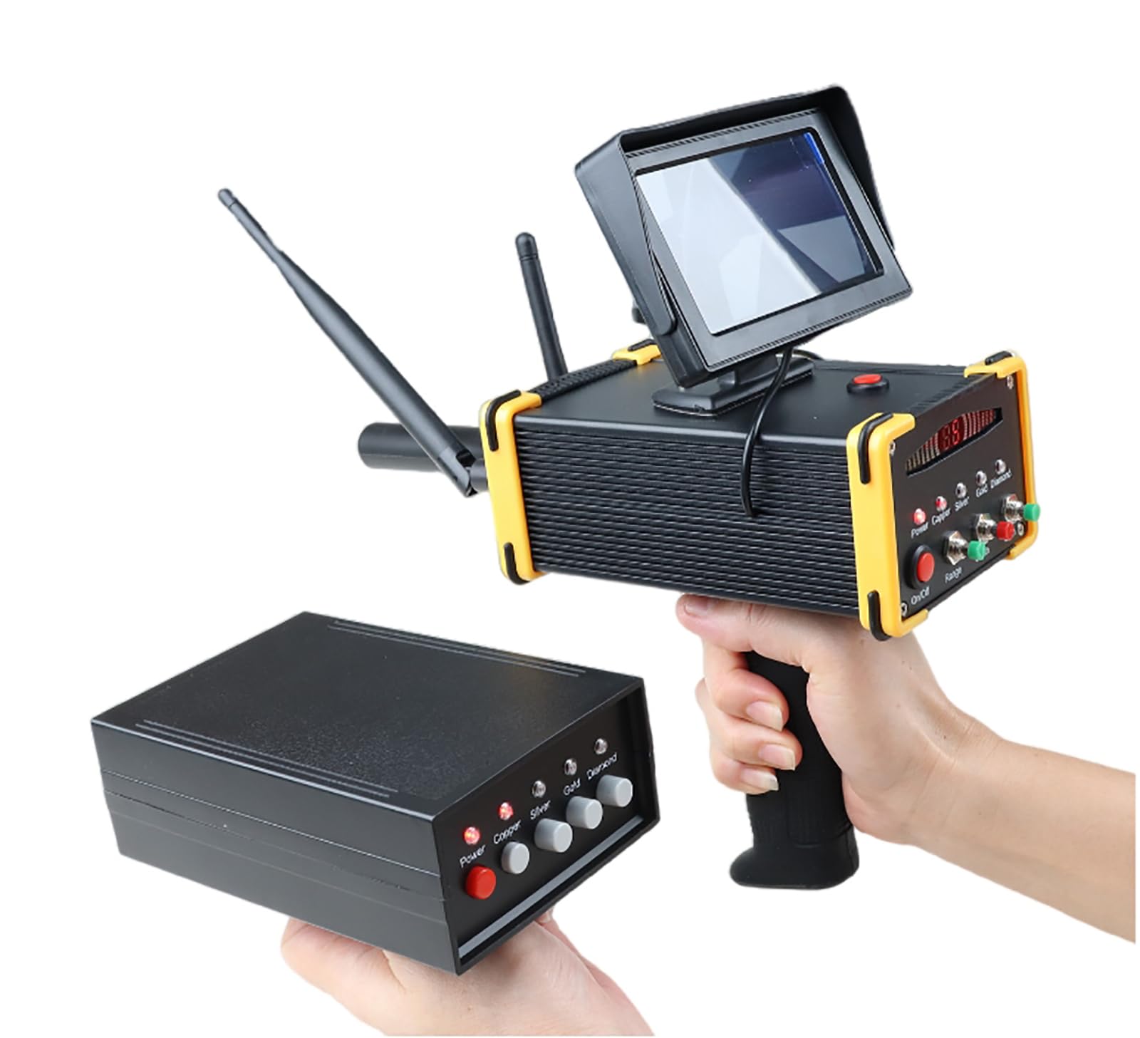 Détecteur de métaux avec écran LCD, portée de balayage de 100 m, détection de profondeur de 16 m pour la chasse au trésor or, argent, cuivre, idéal pour les aventures en plein air