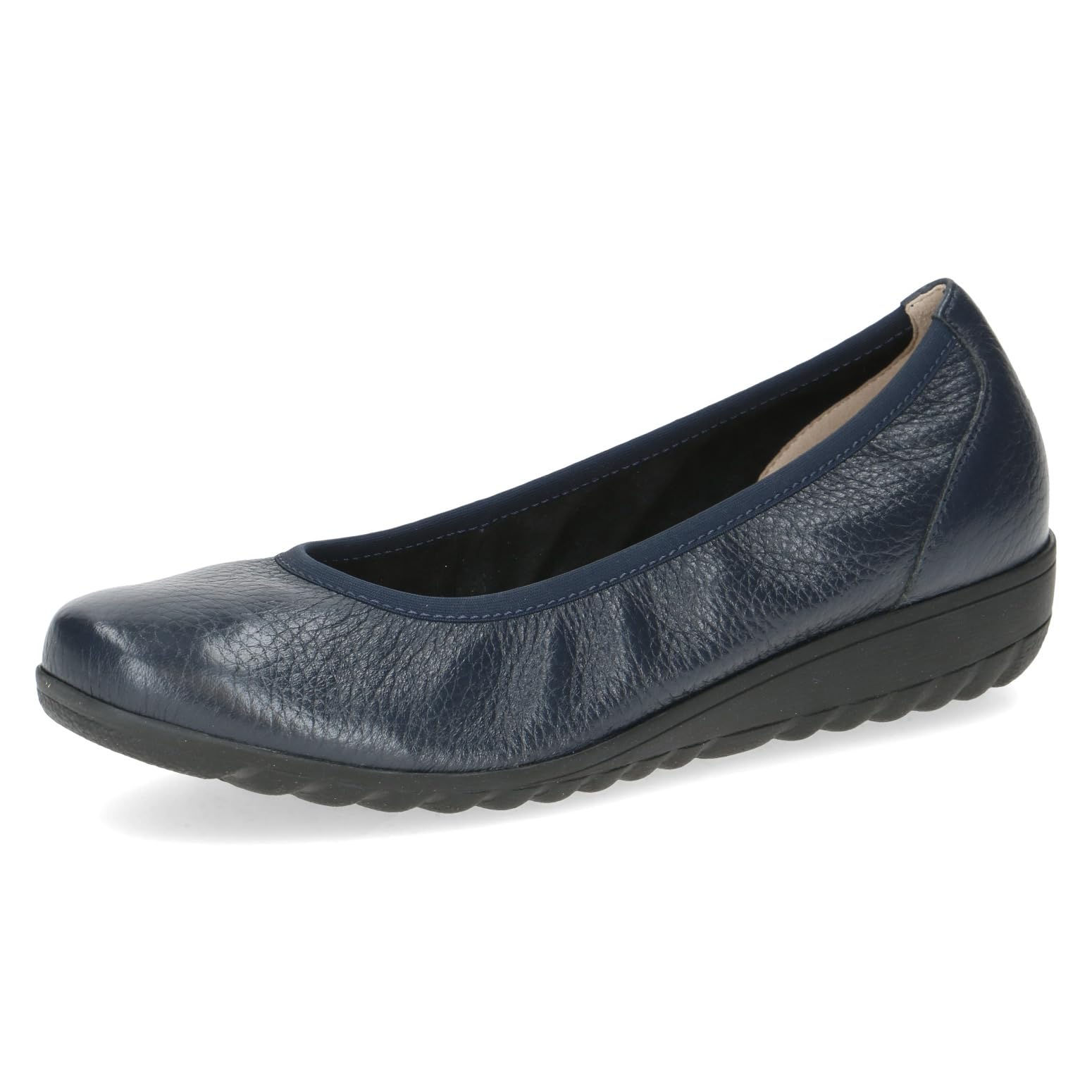 CAPRICE Women Ballet Flats Leather Platform, Blue (Ocean Deer), 6.5 UK
