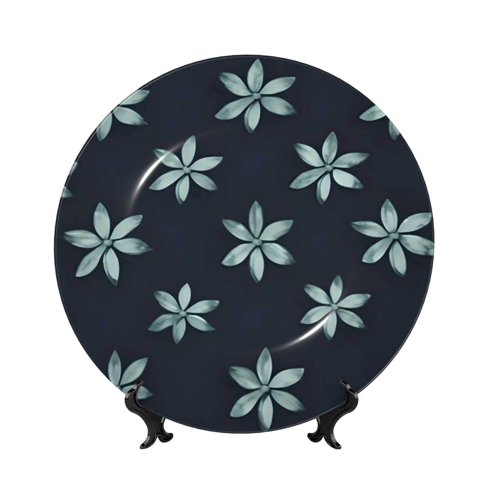 SXZVVBN Beautiful Camellia Bone China Decorative Plate Art with Stand Removable Adhesive Hanging for Home Office 8in（20cm）