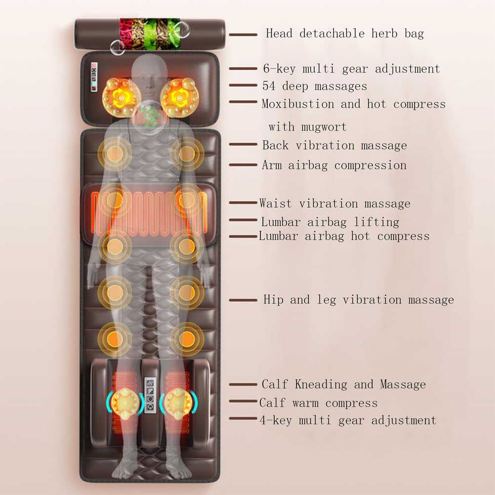 Materassino per Massaggio A Corpo Intero con 10 Motori Vibranti
