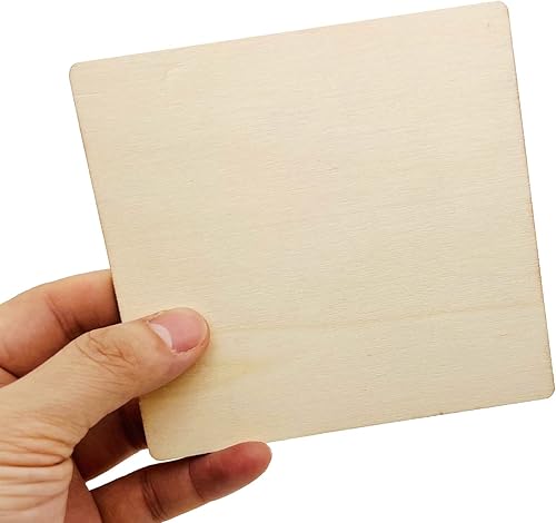 Miniatura 2 de 20 piezas de madera sin terminar, de 5 x 5 pulgadas, cuadrados de madera natural en blanco para manualidades, pintura, azulejos de scrabble,