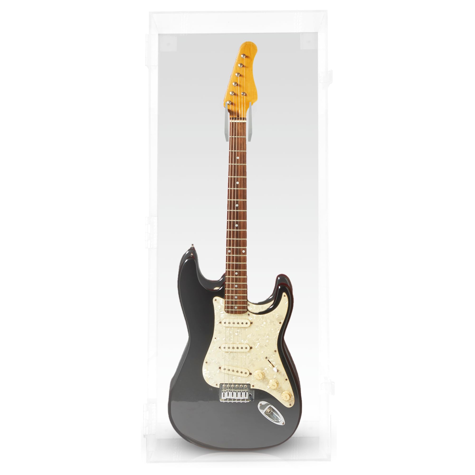 PENNZONI Electric Guitar Display Case - Fully Acrylic Electric Guitar Case With Mirror Back - Horizontal Guitar Display Case Wall Mount, Guitar Wall