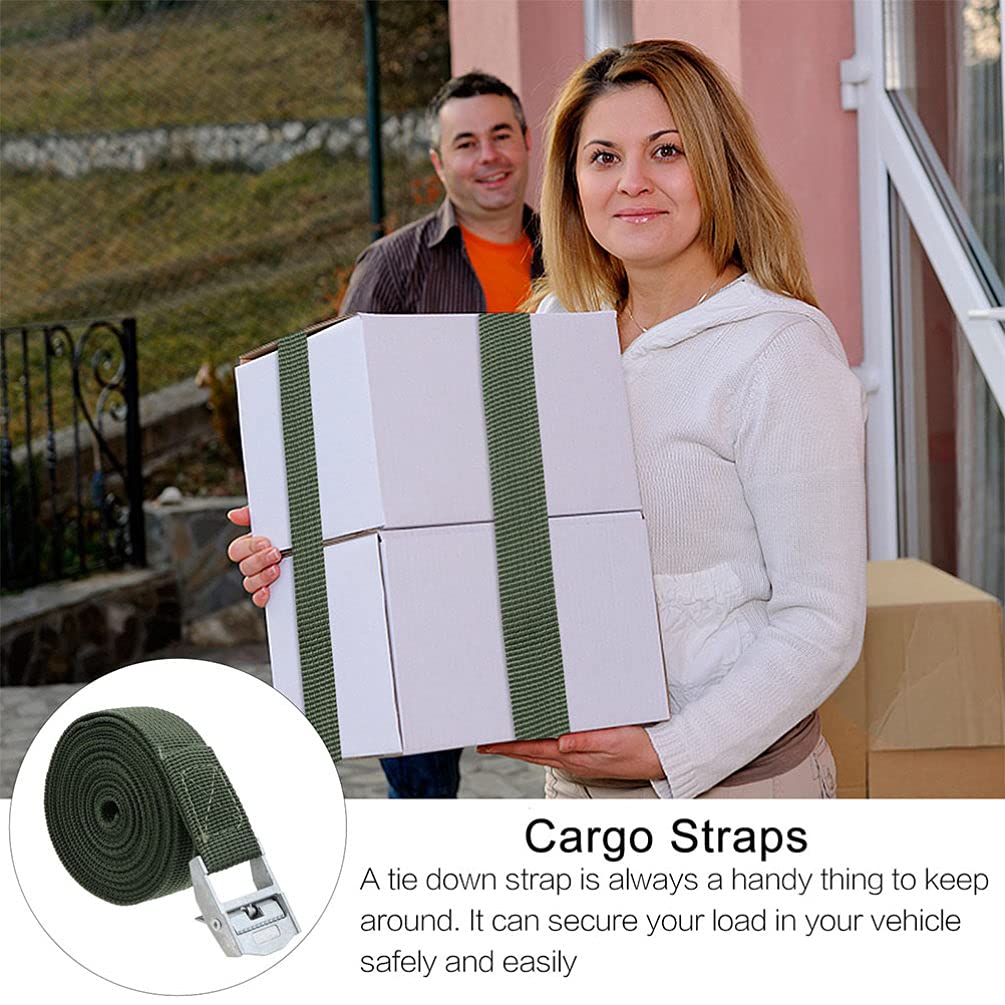Fascette per cavi Heavy Duty 5pcs Cinghie di ancoraggio con fibbia Cinghie di ancoraggio regolabili Fibbia a camma Cinghie di ancoraggio per camion carico Rimorchio bagagli Fascette verde scuro