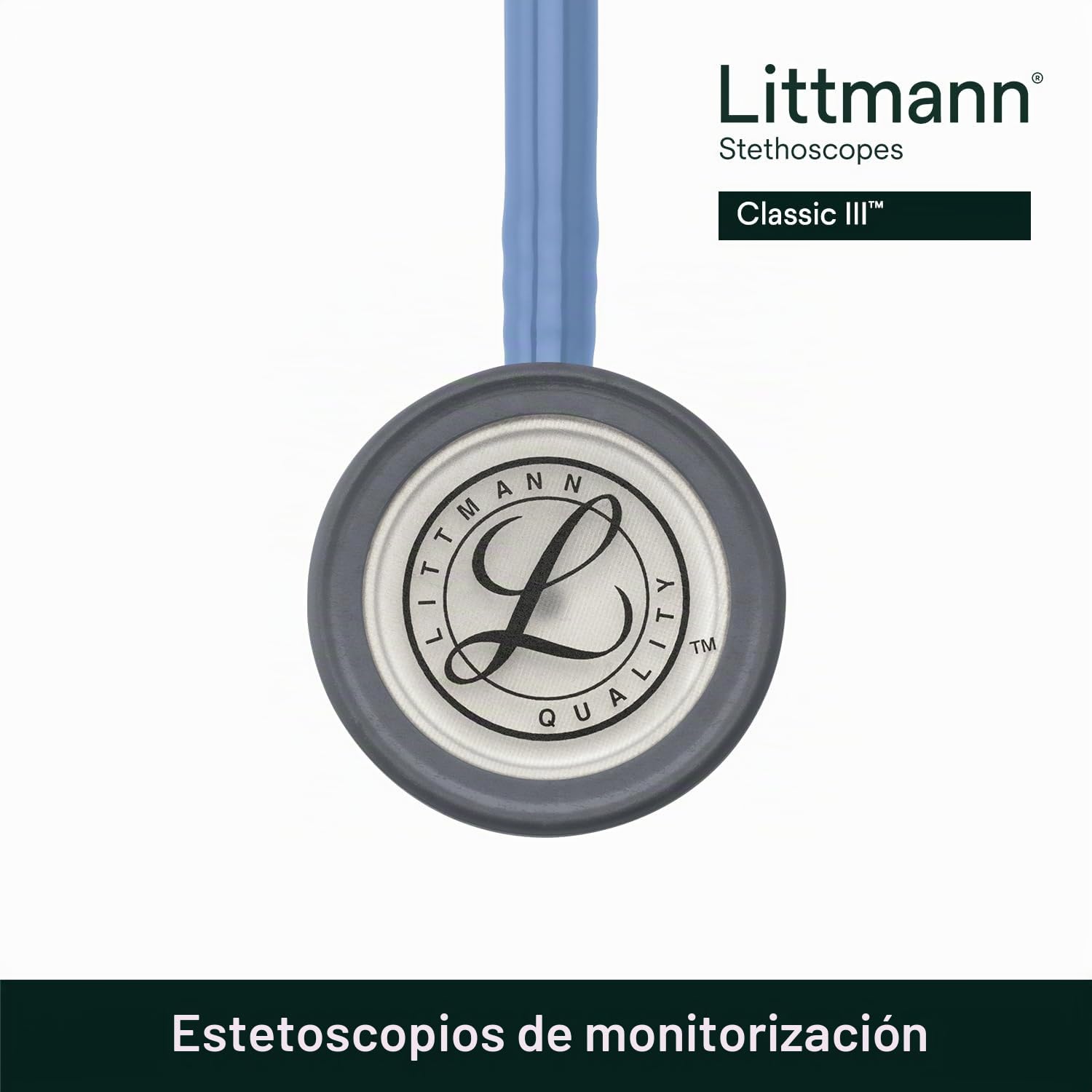 3M Littmann Fonendoscopio para monitorización Classic III, tubo azul cielo, 68,5 cm, 5630