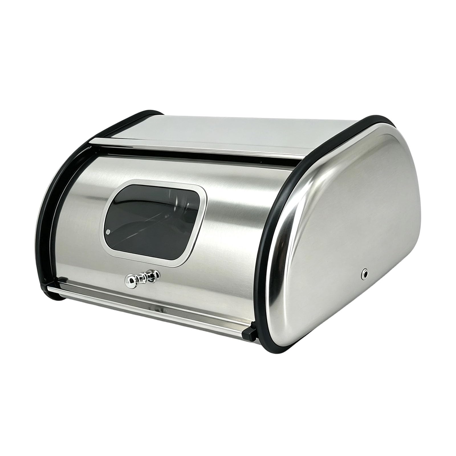 Pangboer Multicolor Bread Storage Bin With Viewing Window, Stainless Steel Roll Top Design, Ventilated Counter Organizer, Kitchen Pastry Holder, Loaf Keeper, 13.78W 9.45D 5.71H Bread Container Metal Keeper