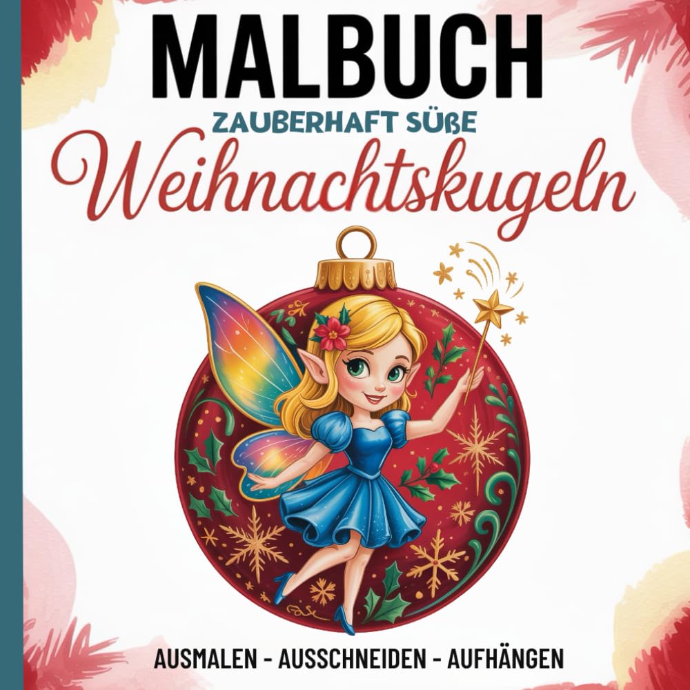 Malbuch - Zauberhaft süße Weihnachtskugeln: Kreatives Bastel- und Malbuch für Kinder – Ausmalen, Ausschneiden, Aufhängen, 50 Fantasie - ... - Geschenkidee für Mädchen und Jungen