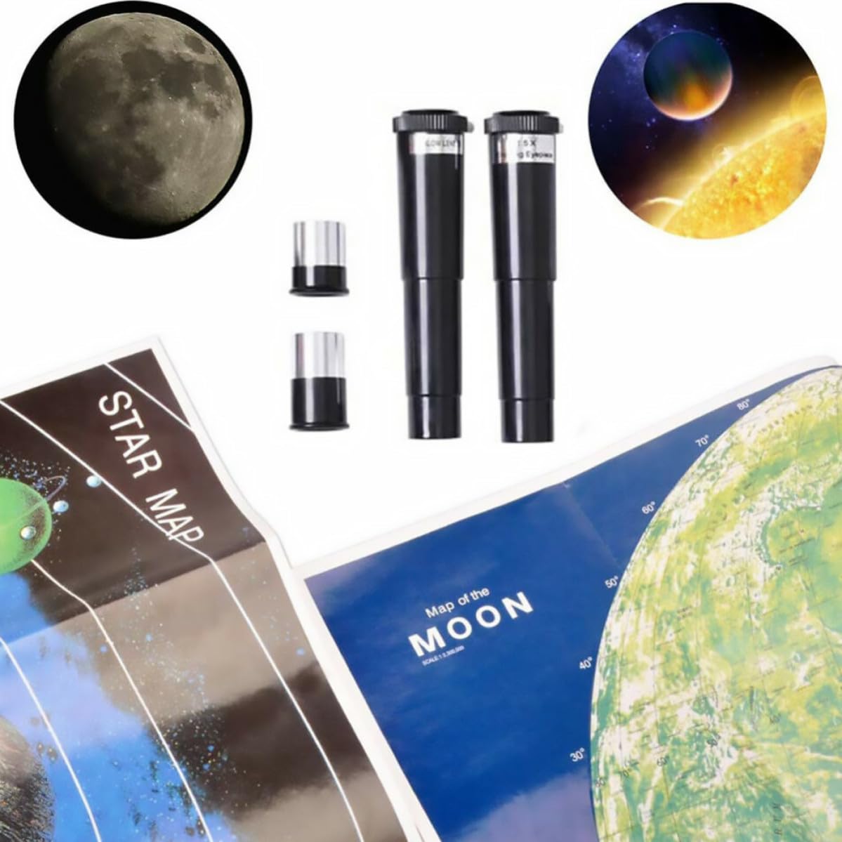1set Telescopio Riflettore Astronomico con Treppiede in Alluminio e Supporto Smartphone Monoculare Esterno per Osservazione Astronomica e Fotografica