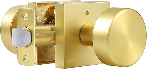 coolnews Pomos dorados para puerta interior, pomo de puerta de privacidad con cerradura, manija de puerta cuadrada resistente moderna para