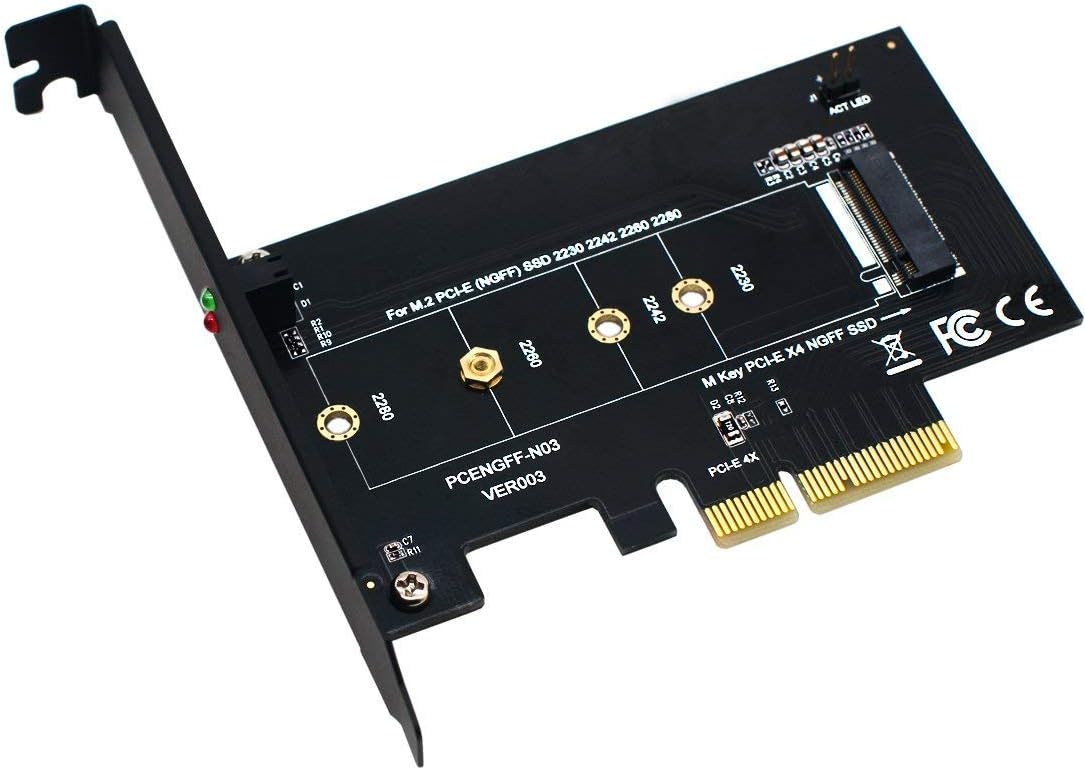 BEYIMEI NVME PCIe Adapter, M.2 NVME SSD to PCI Express 3.0 Host Controller Expansion Card with Low Profile Bracket, PCIe NVME Adapter for PC Desktop, Support 2230 2242 2260 2280