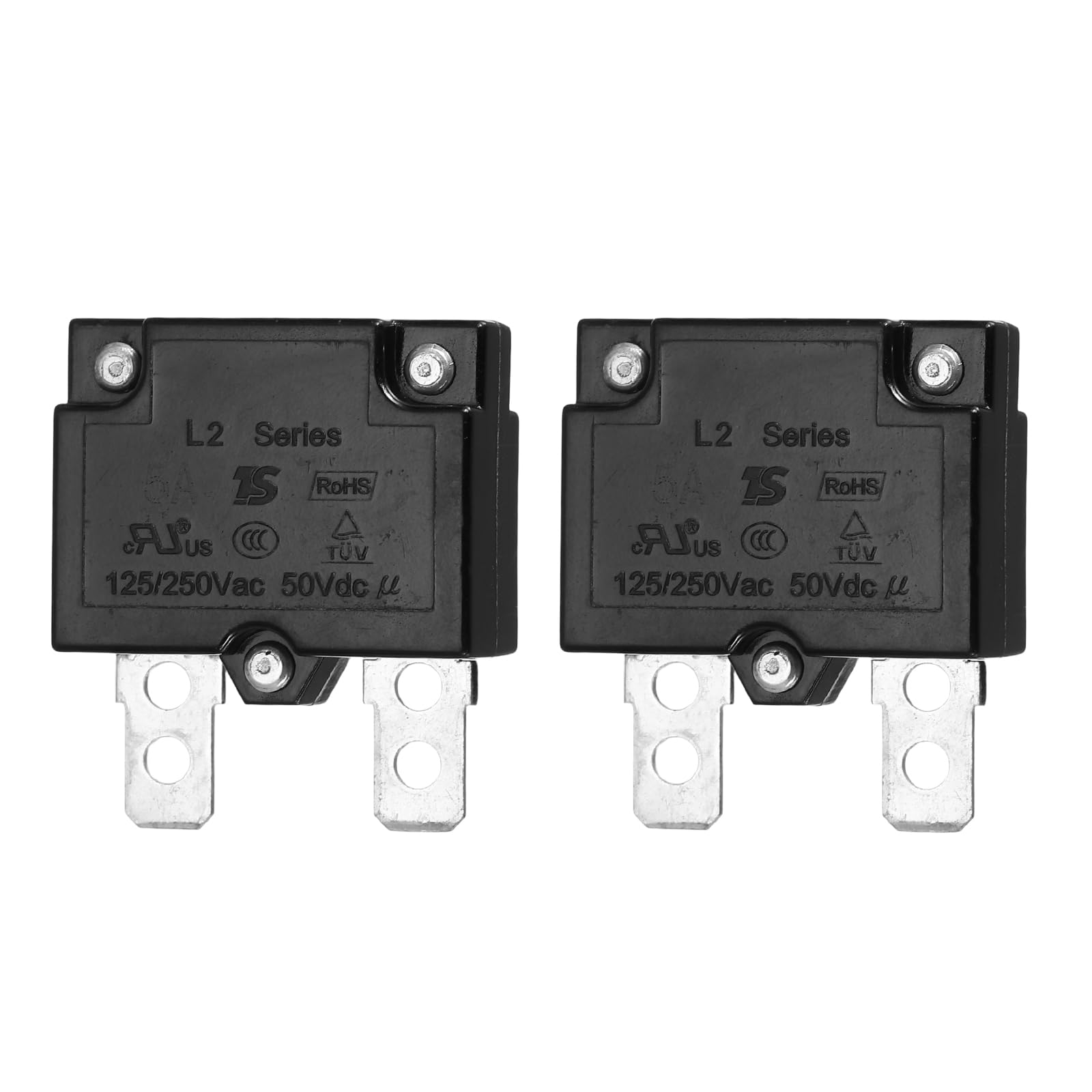 sourcing map 2 Pcs 5Amp Push Button Circuit Breaker,125/250V AC 50V DC Automatic Reset Thermal Overload Protector Thermal Circuit Breaker for Industrial Auto Cars