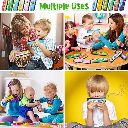 Image of SNAPTRON Harmonica Set of 18 - Cartoon Themed Musical Instrument Toys for Kids, Multicolor, 6 Keys, Perfect Return Gifts for Birthday Parties