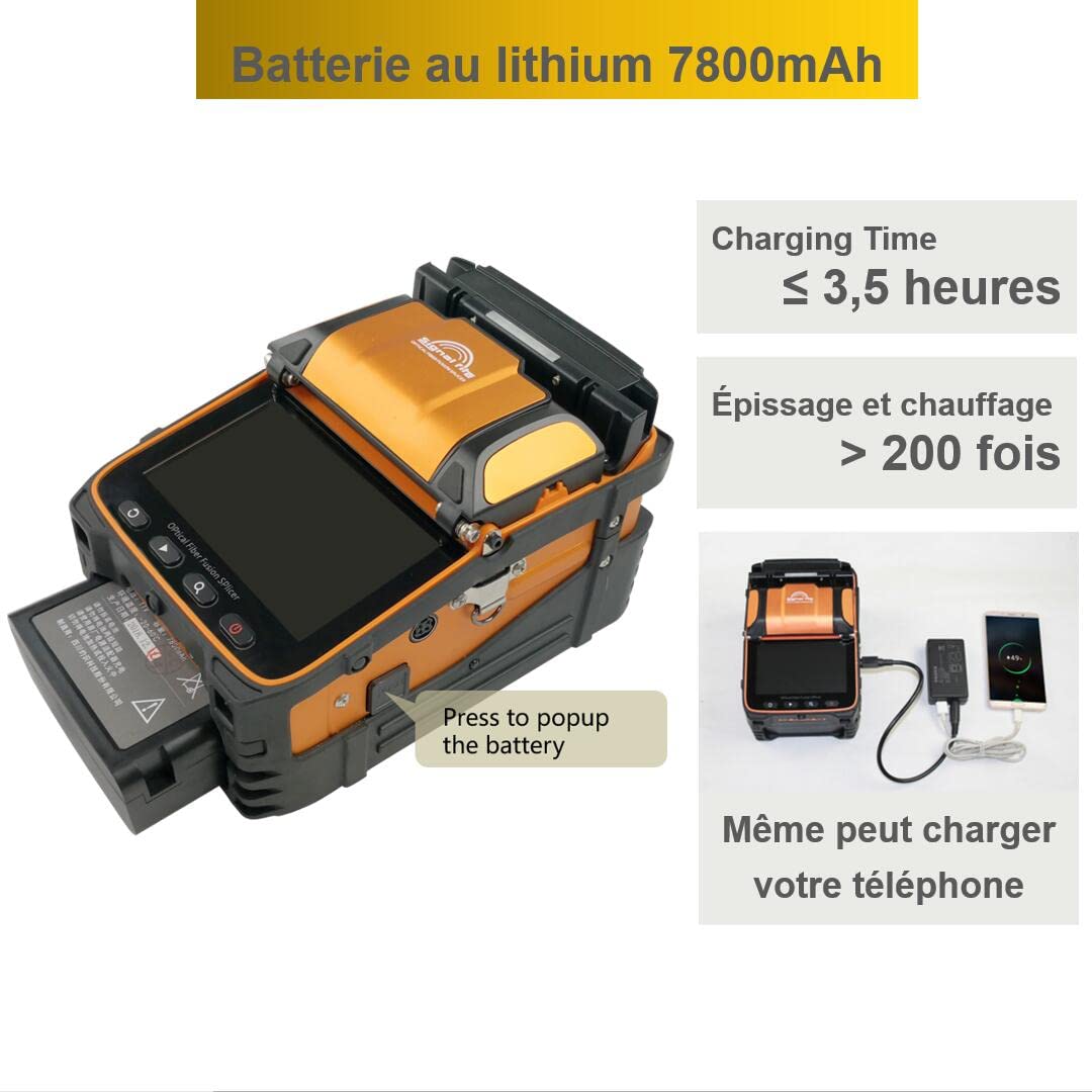 Fusion Splicer AI-9 Kit, soudeuse fibre optique avec 6 moteurs et alignement du noyau pour les projets de construction de lignes principales FTTH et d’épissage de câbles (EU Plug)