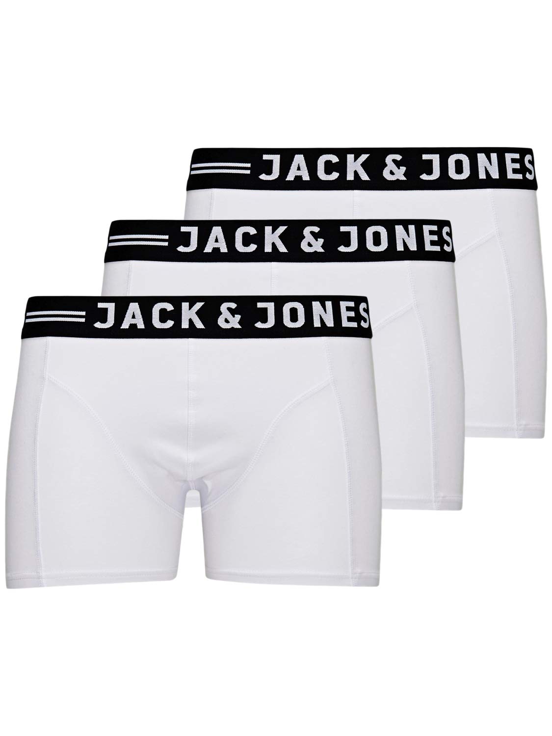 Jack & Jones Men's White 'Sense' Boxer Shorts/Trunks (3-Pack) (White) Xl