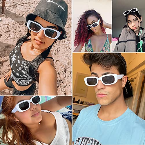 12 Pairs Rectangle Sunglasses Pack Small Square Frame Glasses Retro Y2K Aesthetic Early 2000S Fashion for Women3
