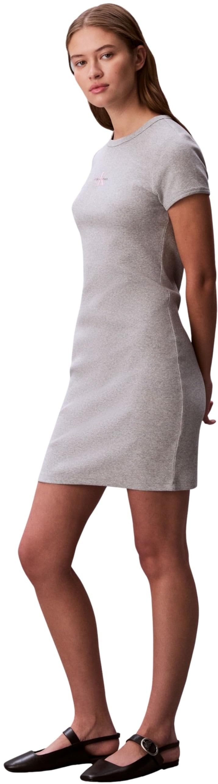 Calvin Klein SS Monologo Baby Rib Mini Dress Lv047f241g Vestiti Donna