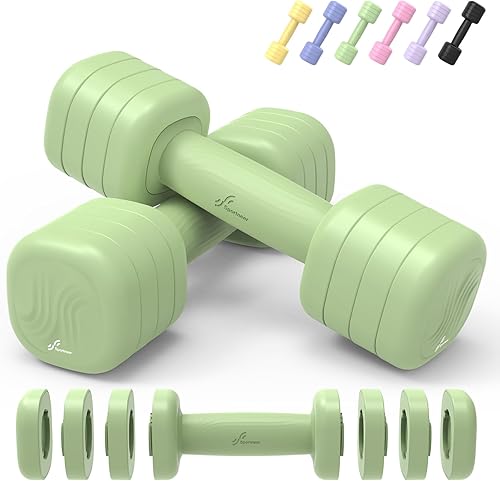 Miniatura 9 de Juego de 2 mancuernas ajustables Sportneer 4 en 1 para mujer, pesas de mano para mujeres en casa, cada peso de 2 libras, 3 libras, 4 libras y 5