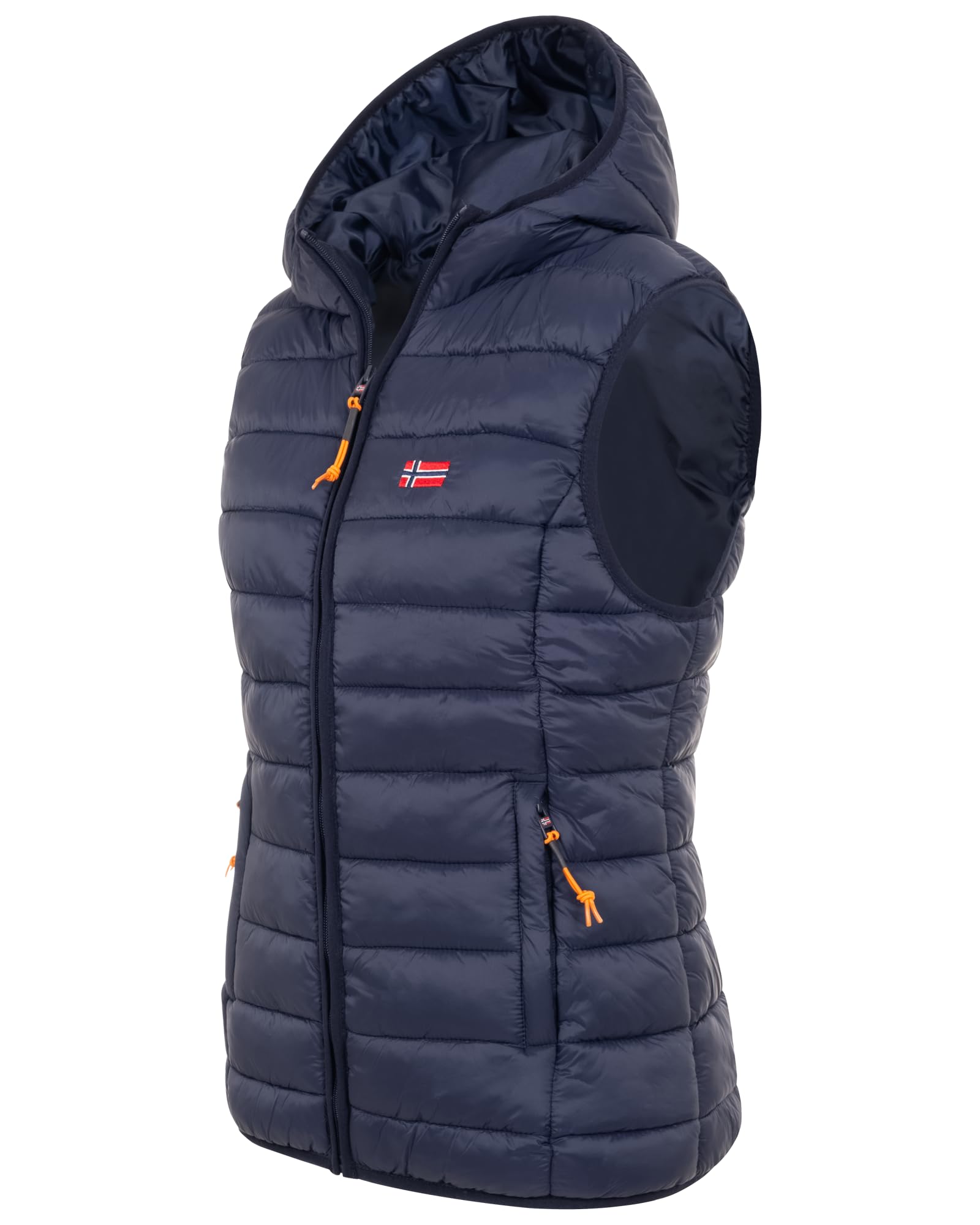 Geographical Norway Damen Steppweste mit Kapuze Frühling sportlich Übergangs Weste Herbst
