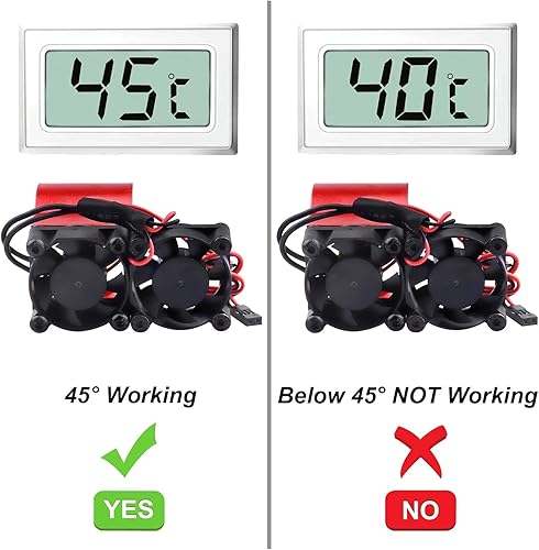 Miniatura 13 de Disipador de calor de aluminio con sensor térmico de motor RC con doble turbo ventiladores de alta velocidad para 540 550 motores Traxxas Redcat HSP