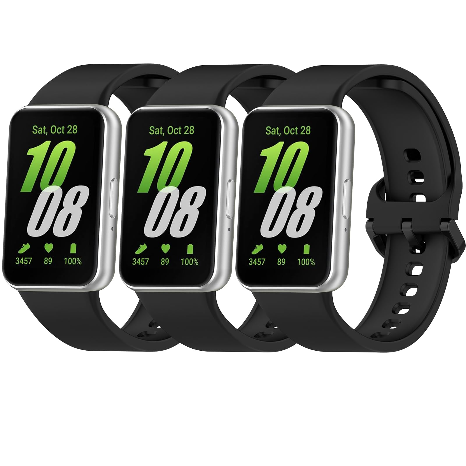Vancle 3 piezas de pulsera para Samsung Galaxy Fit 3 pulseras para hombre y mujer, correa de reloj de silicona, resistente al agua, correa de repuesto deportiva para Samsung SM-R390 Galaxy Fit 3