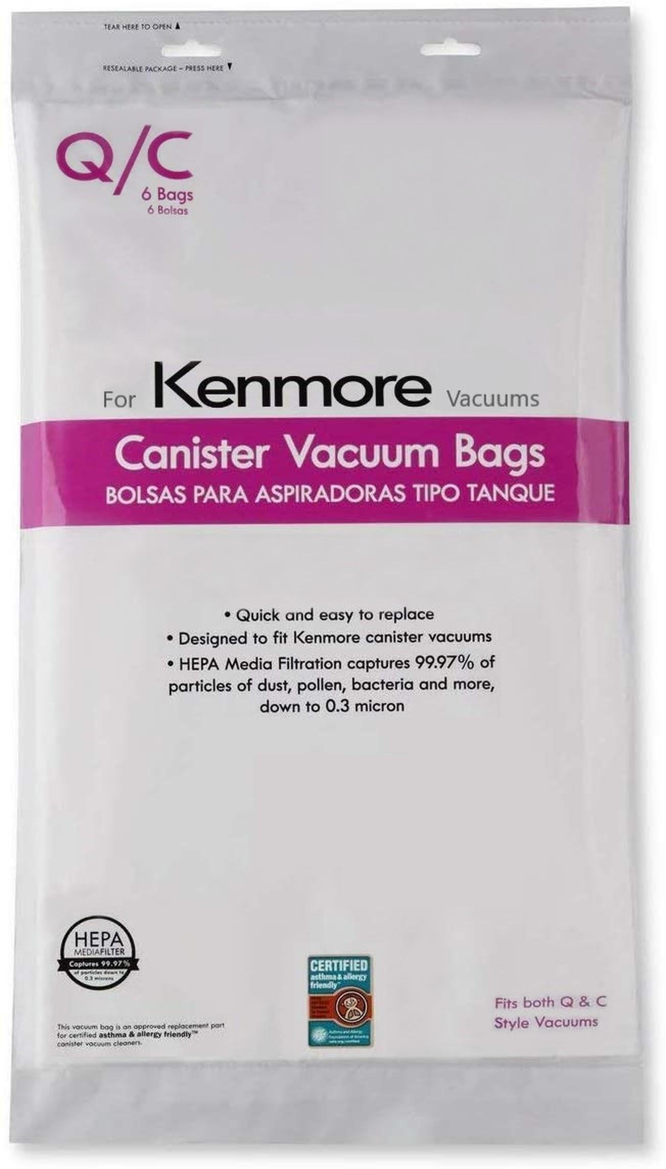EnviroCare Sacchetti di ricambio per Kenmore Canister Type C o Q 50555, 50558, 50557 e Panasonic Type C-5, confezione da 45