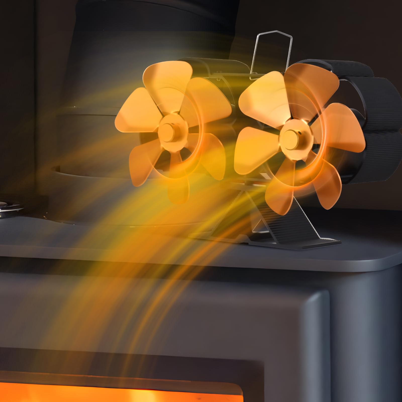 Luocute Ventilatore per Stufa Alimentato a Calore a Doppia Testa a 6