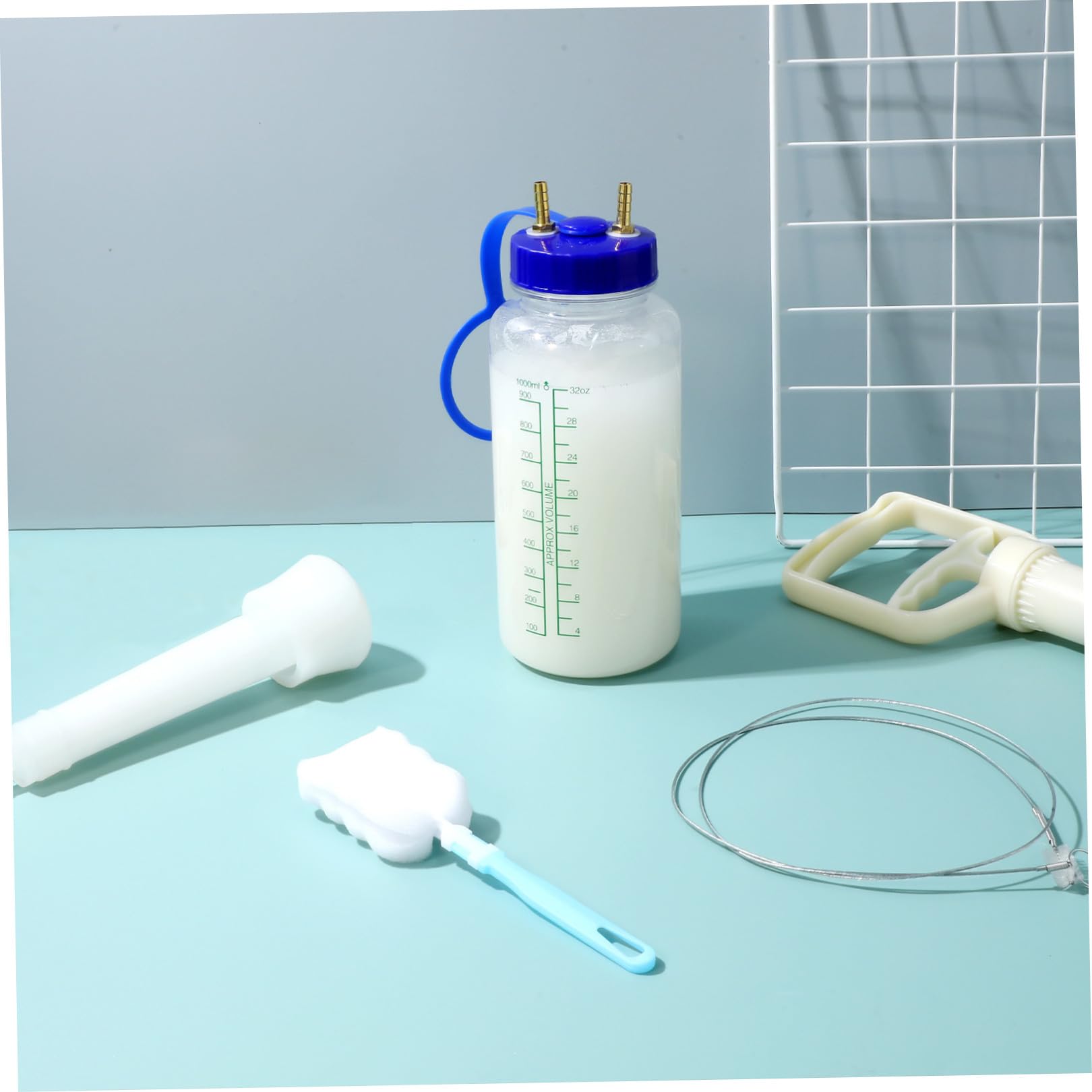 Macchina in Plastica per Mungitura Manuale Portatile Spazzola di Pulizia in Acciaio e Bottiglia per Mucche e Pecore Adatta per Aziende Agricole