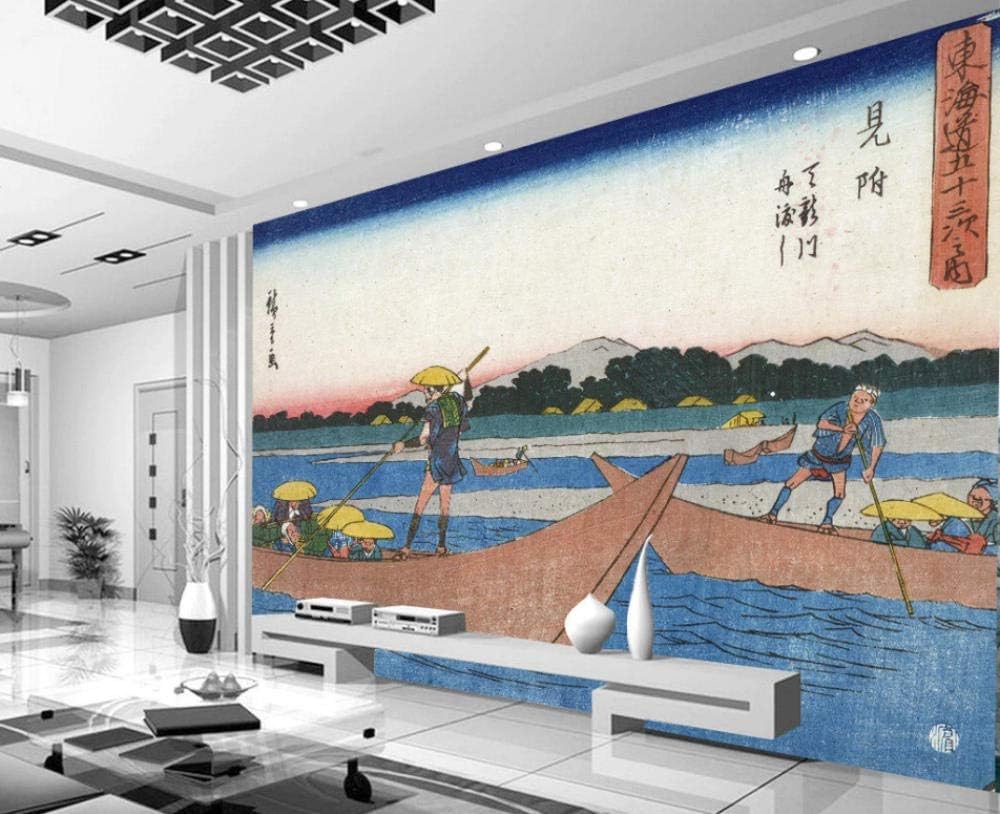 Amazon 写真の壁紙日本の浮世絵文字海釣り船漁師日本の壁画の背景壁リビングルームの壁の芸術の壁の装飾の家の装飾のための大きな壁壁画シリーズの壁紙 196 8x118 1inch 500cmx300cm 壁紙