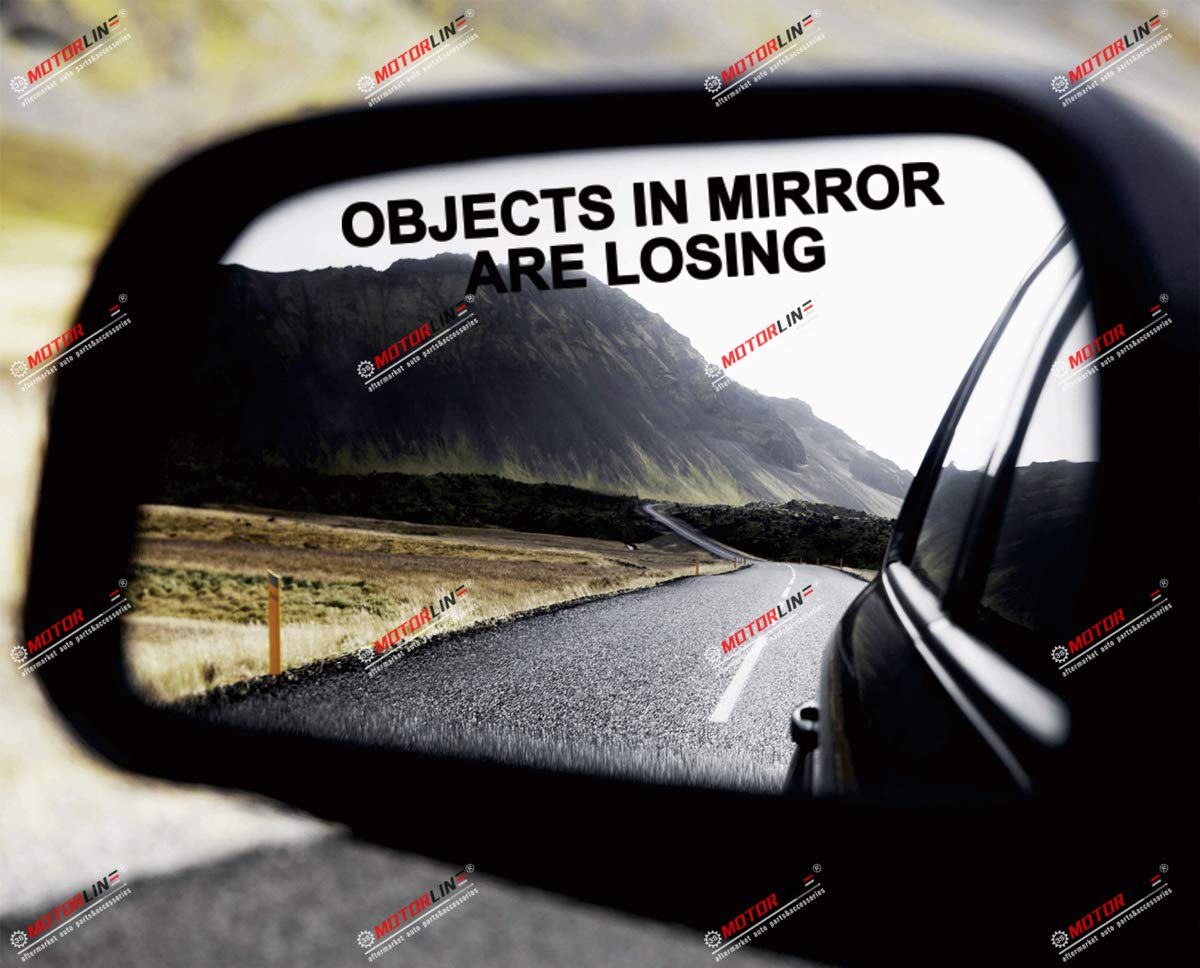 2X Black 4 Inches Objects in Mirror are Losing Decal Sticker Funny JDM Car Side Review Mirrors Vinyl