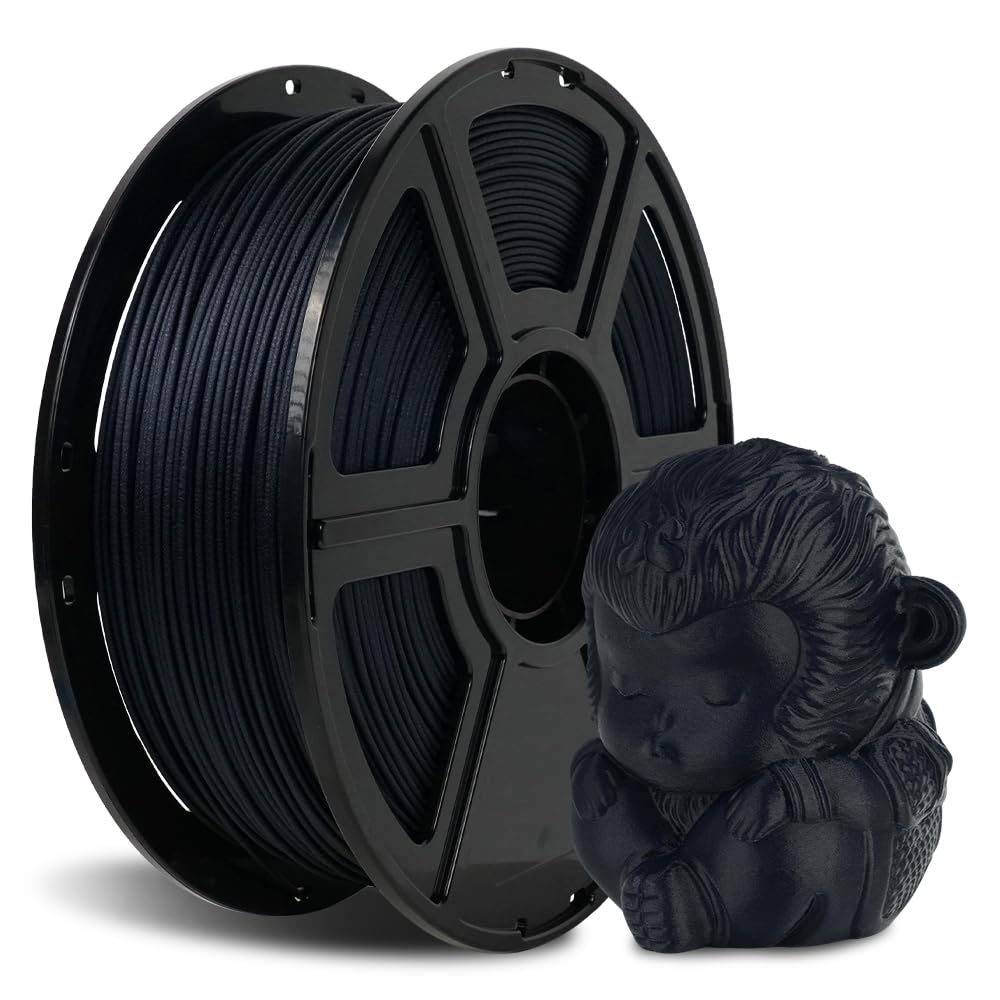 FLASHFORGE Filament PLA z włókna węglowego 1,75 mm, filament do drukarki 3D wzmocniony włóknem węglowym, dokładność wymiarowa szpuli 1 kg +/- 0,02 mm, wysoka wytrzymałość i wysoka wytrzymałość