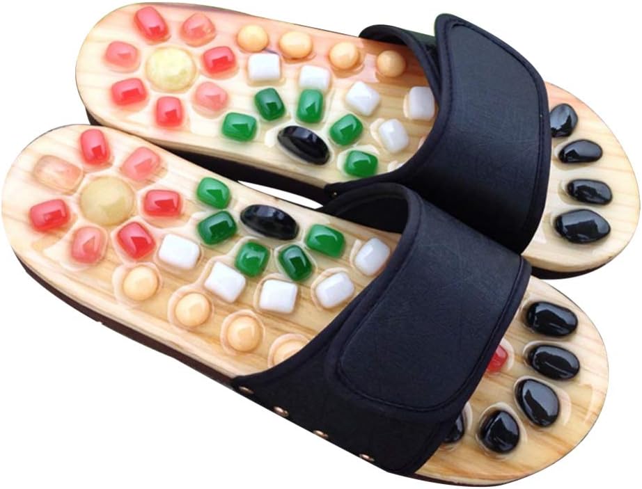 EXCEART Foot Massaging Slippers for Women and Men Meridian Reflexology Acupressure Sandals with Cobblestone Design for Pain Relief and Weight Loss Size 7-8 Us