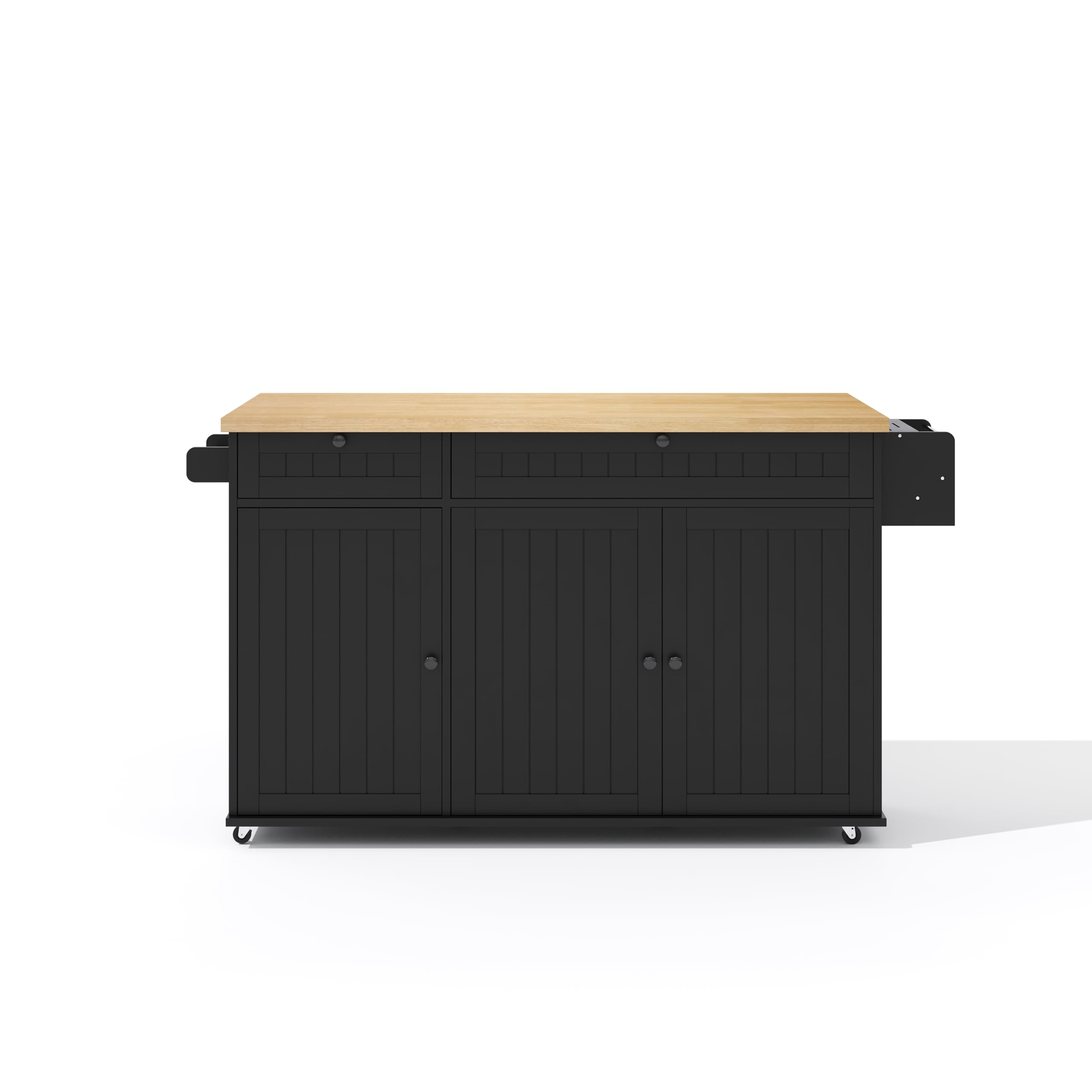 Îlot De Cuisine, Mobile sur 6 roulettes, Desserte De Comptoir Pliable, 2 Tiroirs, Espace De Rangement Multifonctionnel, 137 X 89,5 X 45 Cm, Noir