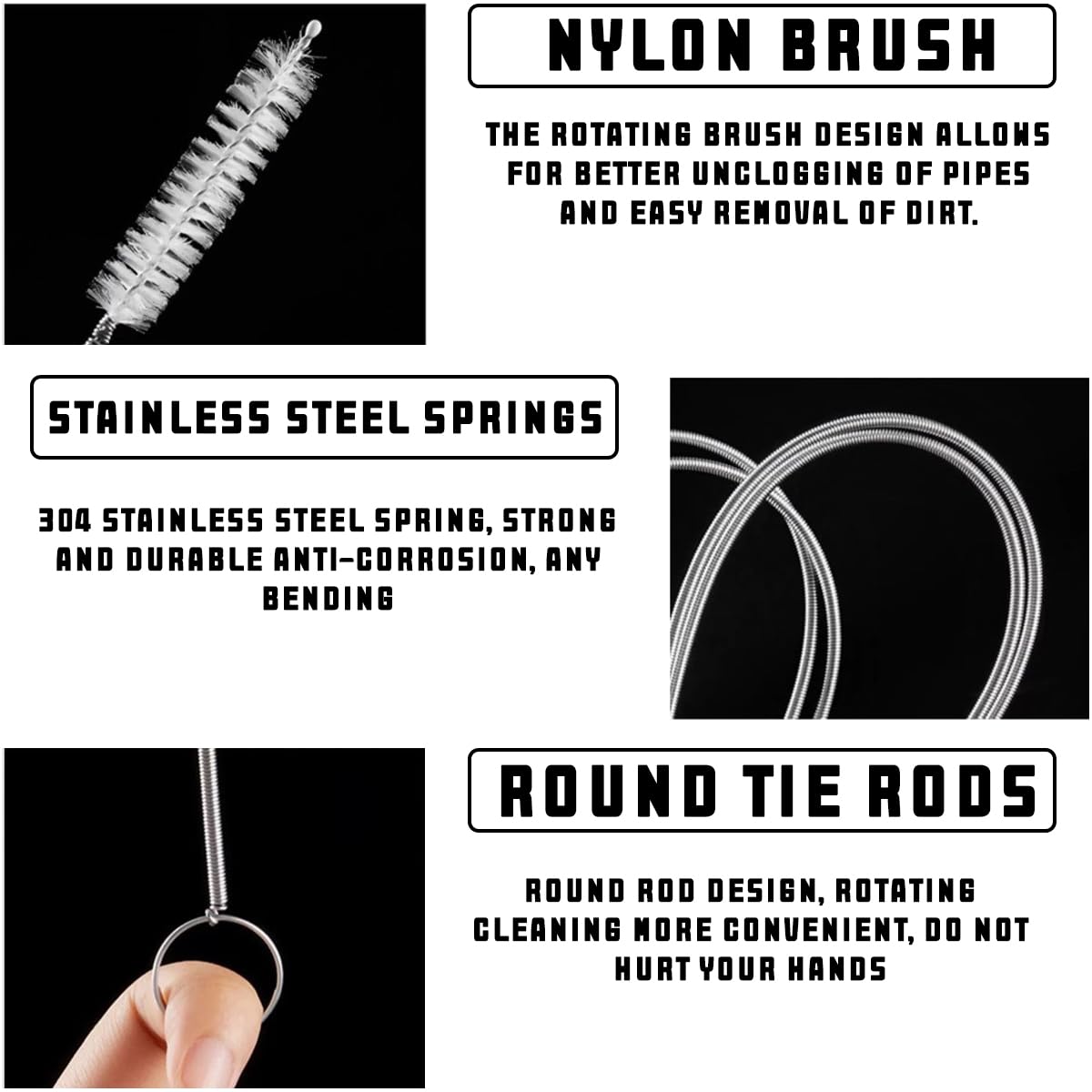 Bittwee Auto Sunroof Drain Cleaning Tool, Drain Dredging Slim Cleaning Brush, Nylon Spring Brush for Windshield Wiper Drain Hole, Flexible Pipe Tube Cleaner for Car, Automotive Accessories